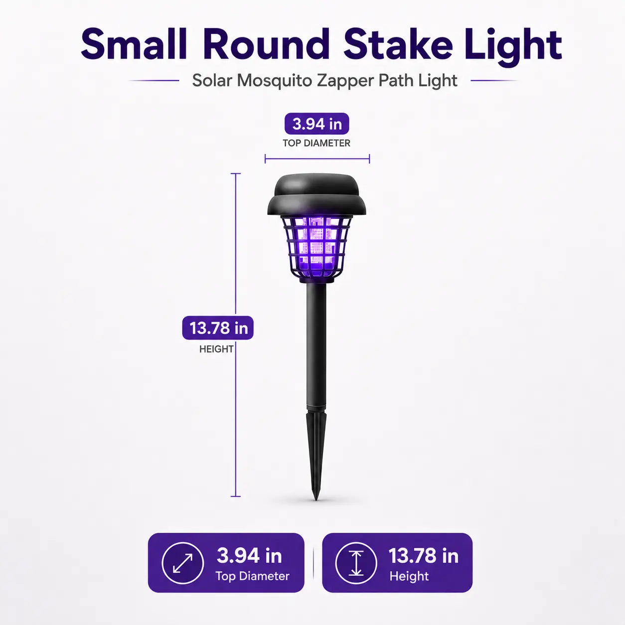 Solar-Powered Mosquito Zapper and Garden Stake Lamp – Dual-Mode Insect Control and Pathway Lighting, Weather-Resistant, Easy Installation, Available in Round and Square Designs