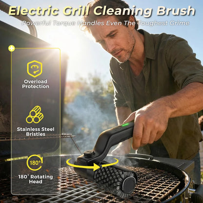 Cordless Electric BBQ Grill Brush with 3-Speed Settings and Adjustable Angle, 2600mAh Rechargeable Battery - Perfect Gift for Men and Fathers