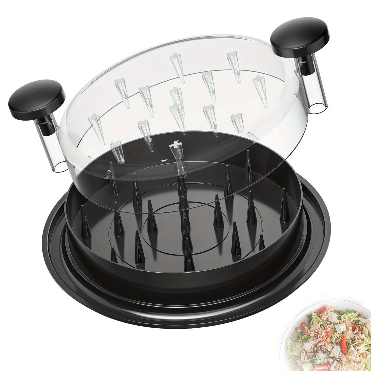Enhanced Chicken Shredder with Clear Lid, Oversized Non-Slip Blade for Meat and Vegetables, Effortless Cleaning