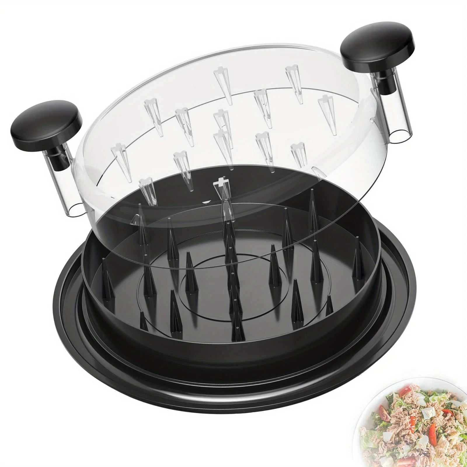 Enhanced Chicken Shredder with Clear Lid, Oversized Non-Slip Blade for Meat and Vegetables, Effortless Cleaning