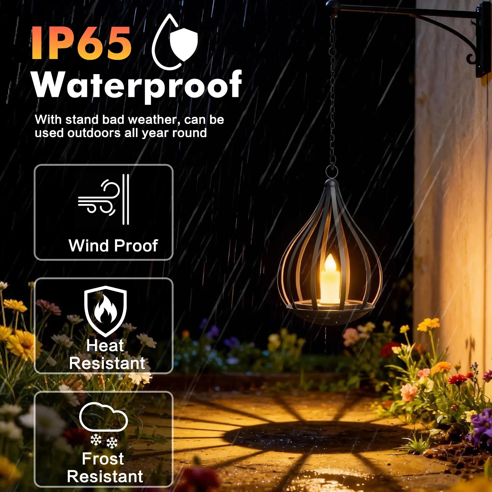 Solar Candle Lanterns - Outdoor Waterproof Hanging Flickering Lights, Perfect Decorative Gifts for Women - Ideal for Garden, Yard, Porch, Tree, Lawn & Pathway, Set of 2