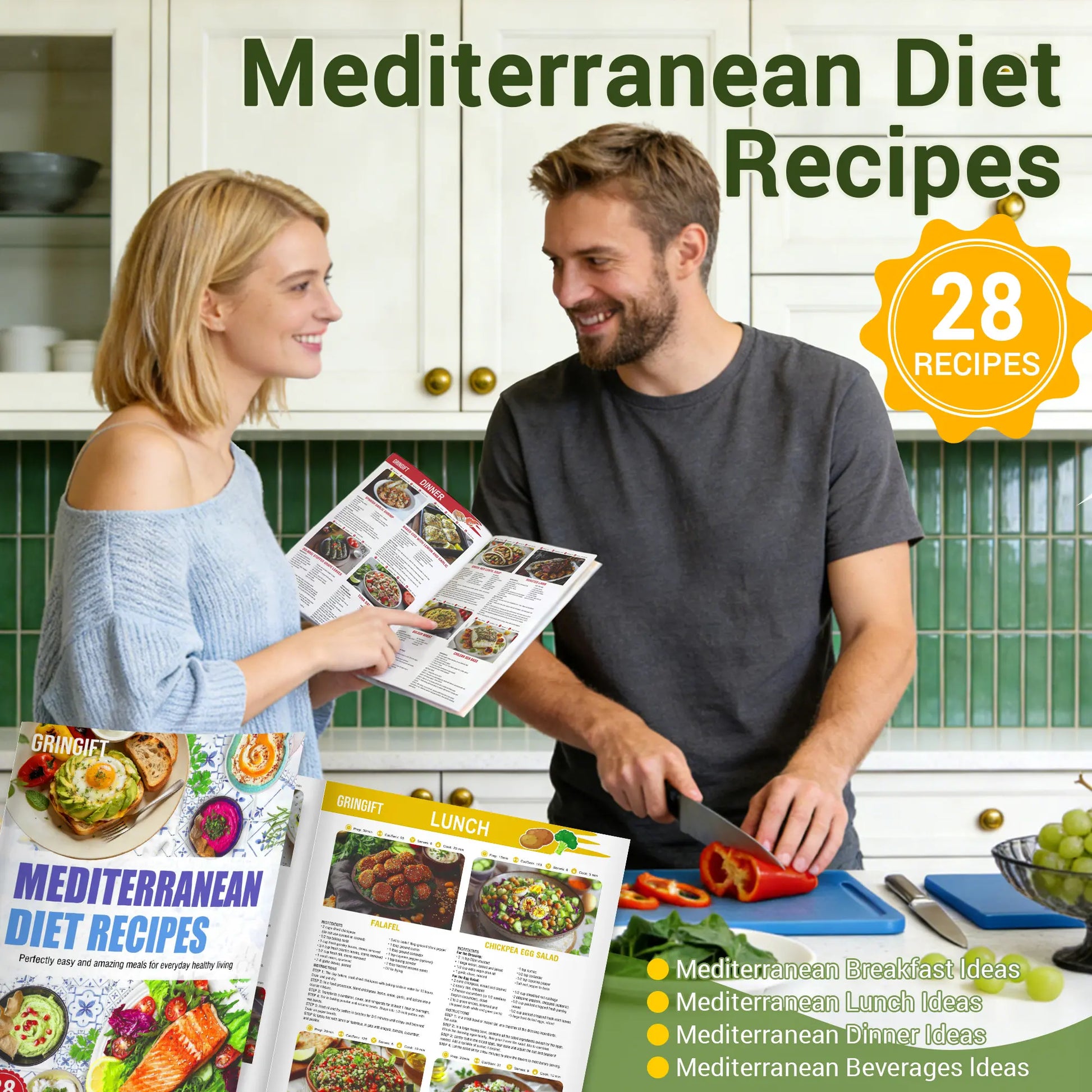 Mediterranean Diet Meal Plan Guide: A Comprehensive Cookbook with 3 Sticque Recipes, User-Friendly Chart, and Brochure for Healthy Living