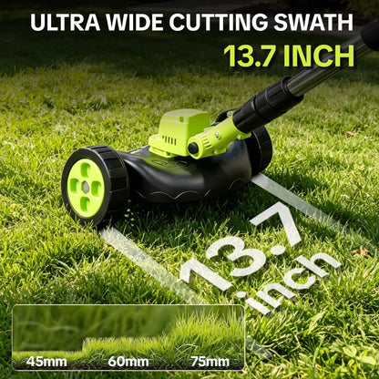 SEESE Cordless Lawn Mower and Garden Tool Set (Mower, Trimmer, Edger) with Dual 21V Batteries - Lightweight Design for Small to Medium Yards - Ideal Father's Day Gift