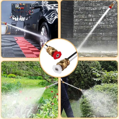 High-Pressure Jet Nozzle Power Washer for Garden Hoses with Dual Nozzles and Quick Connectors | Ideal for Car Washing, Patio, Driveway, and Outdoor Cleaning