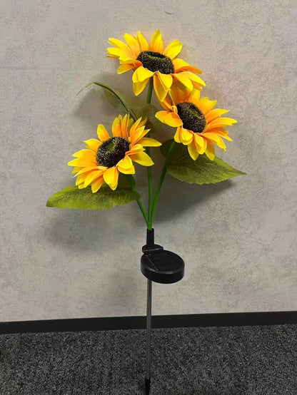 Solar Powered LED Sunflower Garden Lights - Set of 2/4/6 Pieces, Realistic Outdoor Illumination for Yard, Lawn, Patio, and Porch, Waterproof IP65, Energy Efficient, Durable Plastic Design for All Weather Conditions