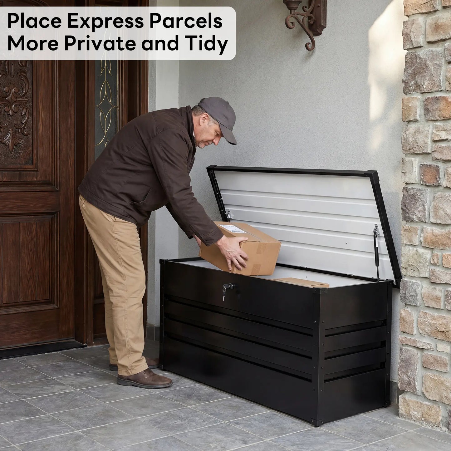 Lockable Outdoor Storage Deck Box - Versatile Bench or Table with Easy Snap-Together Assembly, Weather-Resistant Design for Patio and Pool Areas