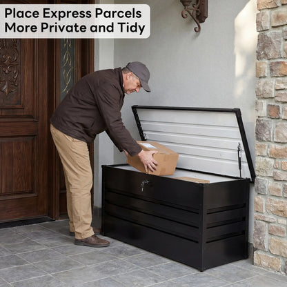 Lockable Outdoor Storage Deck Box - Versatile Bench or Table with Easy Snap-Together Assembly, Weather-Resistant Design for Patio and Pool Areas