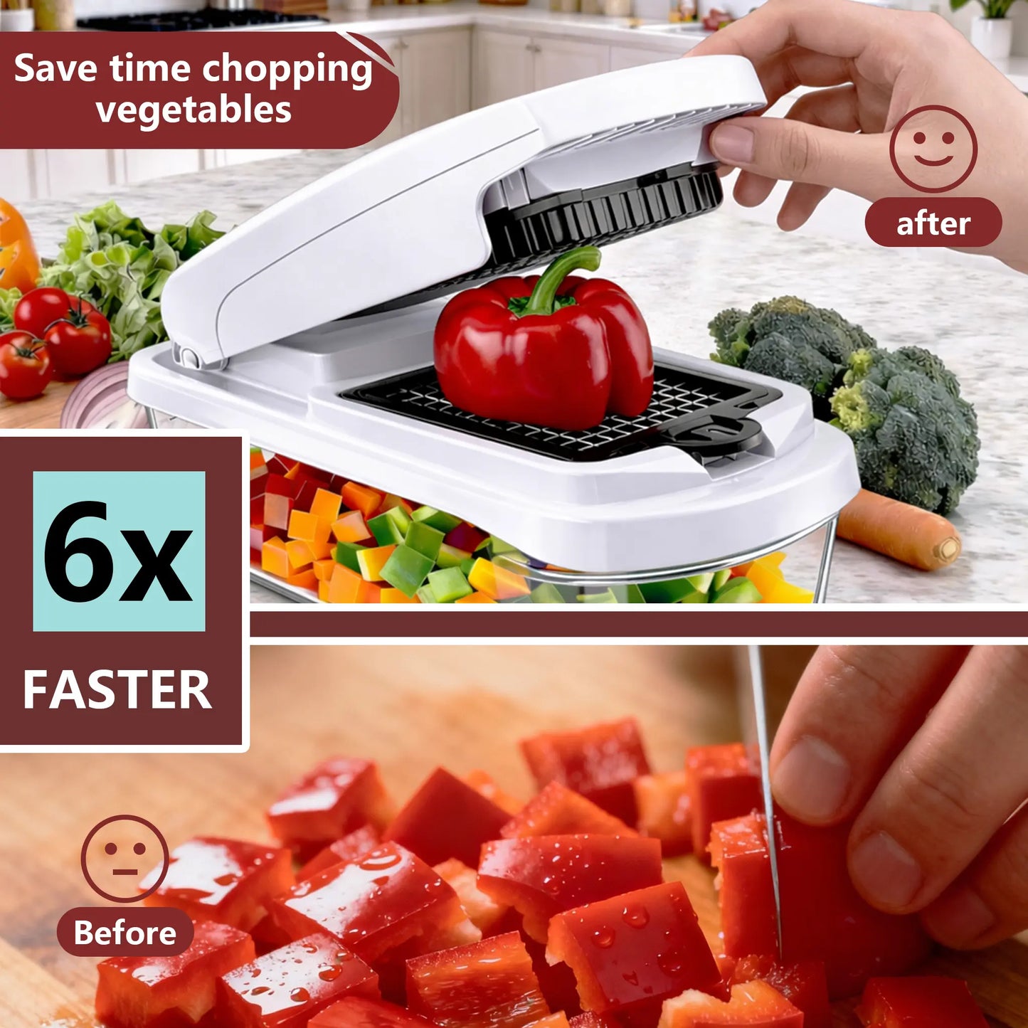 Snofrid 15-in-1 Multifunctional Vegetable Chopper - Professional Onion Chopper with 8 Blades and Container for Efficient Salad, Potato, Carrot, and Garlic Preparation