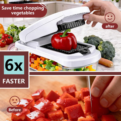 Snofrid 15-in-1 Multifunctional Vegetable Chopper - Professional Onion Chopper with 8 Blades and Container for Efficient Salad, Potato, Carrot, and Garlic Preparation