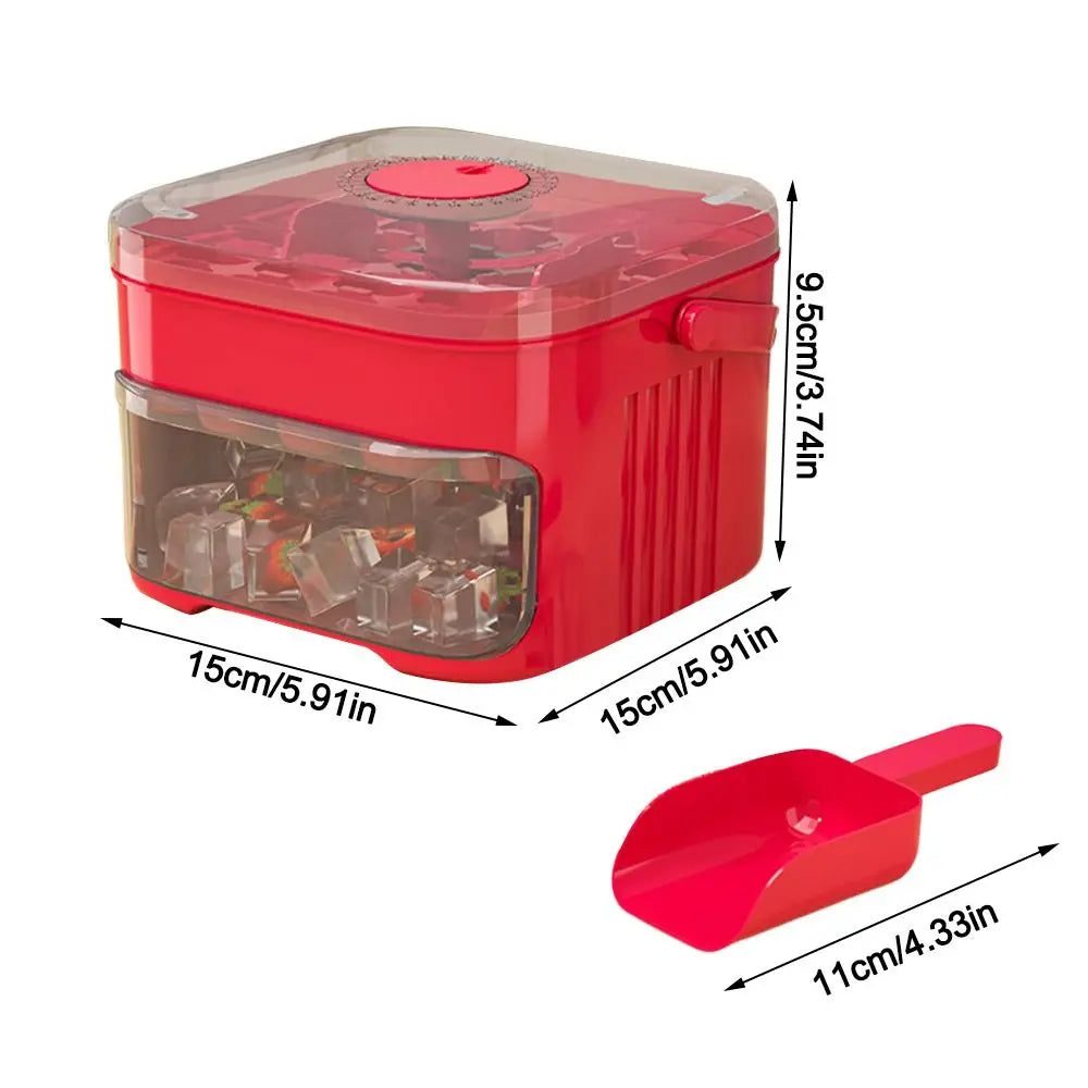 50-Cube Ice Maker with Convenient Press Cap - Dual-Layer Ice Cube Maker for Refrigerator and Home Ice Storage