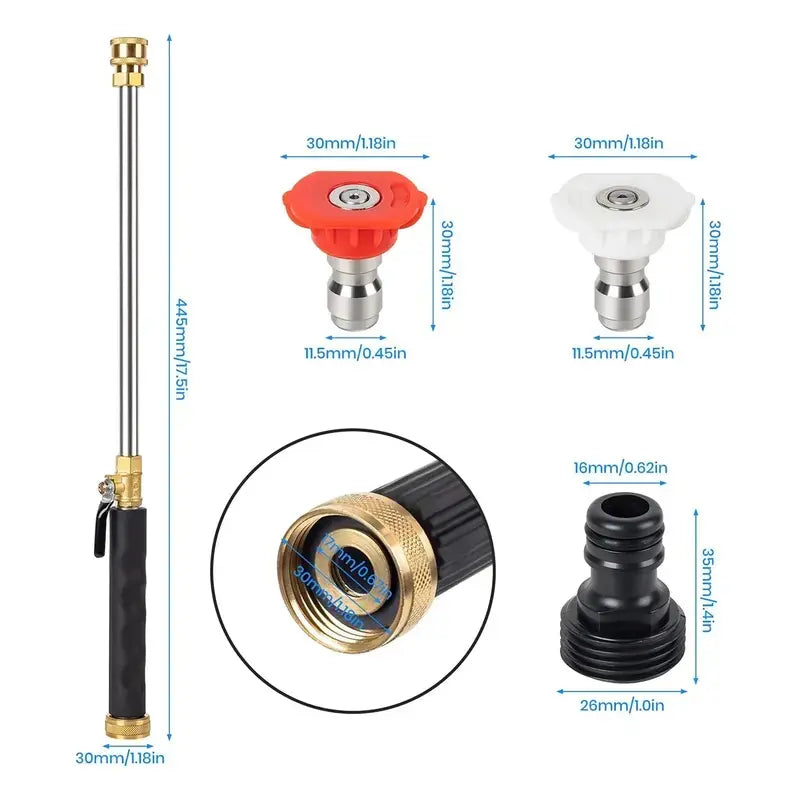High-Pressure Jet Nozzle Power Washer for Garden Hoses with Dual Nozzles and Quick Connectors | Ideal for Car Washing, Patio, Driveway, and Outdoor Cleaning