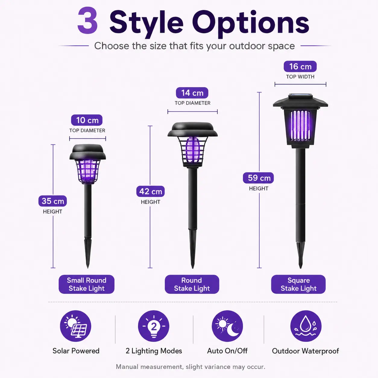 Solar-Powered Mosquito Zapper and Garden Stake Lamp – Dual-Mode Insect Control and Pathway Lighting, Weather-Resistant, Easy Installation, Available in Round and Square Designs