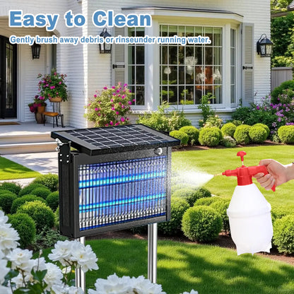 Gainstarx Solar-Powered Outdoor Bug Zapper with Smart Light Sensor - Waterproof and Rechargeable Mosquito and Fly Trap for Patio, Backyard, Garden, Camping, and Indoor Use
