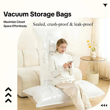 Hanging Vacuum Storage Sealer Bags - 6 Pack Set for Clothes, Suits, and Jackets with Electric Air Pump - 8 Pieces Total (4 Long, 4 Short) - Space Saving Closet Organizer for Travel