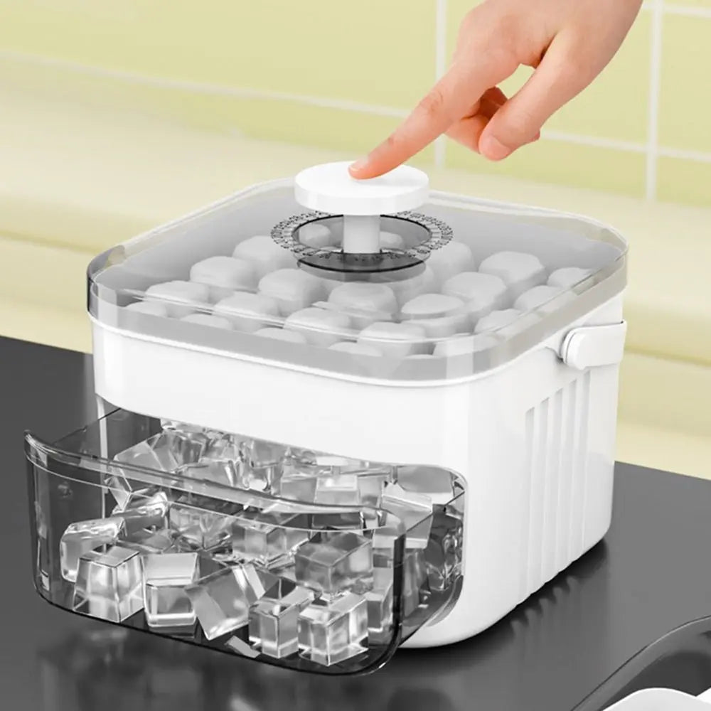 50-Cube Ice Maker with Convenient Press Cap - Dual-Layer Ice Cube Maker for Refrigerator and Home Ice Storage