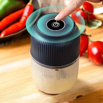 Electric Garlic Chopper with 4 Sharp Blades - 300ML Portable Food Processor for Vegetables, Ginger, Chili, Fruits, Meat, and Spices