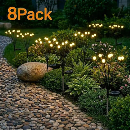 Professional Outdoor Solar Firefly Stake Lights - Waterproof Garden Lighting with Automatic Dusk-to-Dawn Function, Available in 4/8 Pack with 32/64 LED Bulbs for Yard, Patio, Pathway, and Landscape Decoration