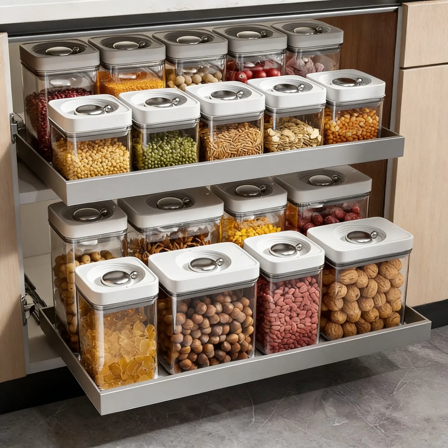 Airtight Insulated Food Storage Set - Stackable Refrigerator and Pantry Organizer Bins with Lids, Clear Odor-Resistant PET Material, Space-Saving Kitchen Storage Solution