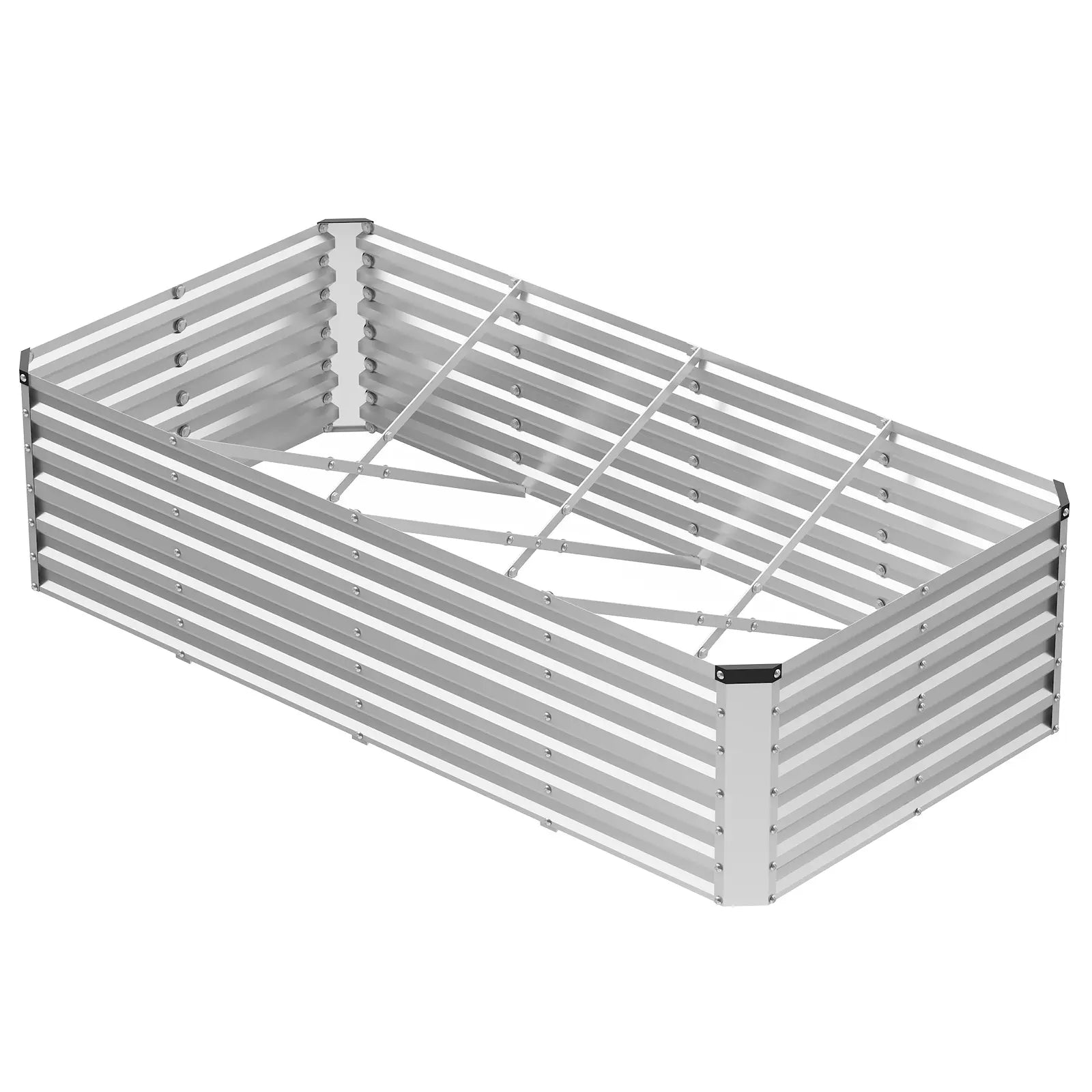 Large Metal Raised Garden Bed with Open Bottom Design for Vegetables, Herbs, and Flowers - Rustproof Outdoor Planter Box for Backyard and Patio, Silver