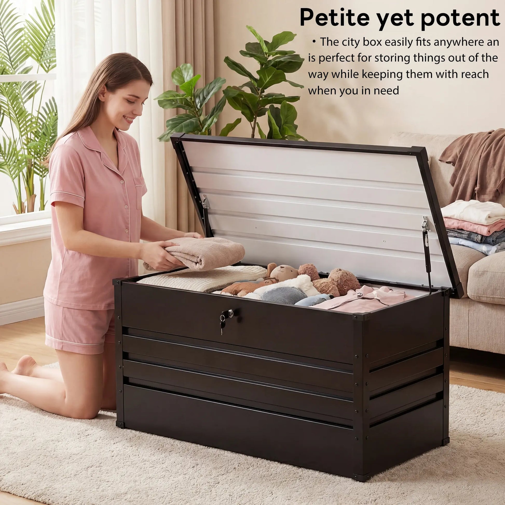 Lockable Outdoor Storage Deck Box - Versatile Bench or Table with Easy Snap-Together Assembly, Weather-Resistant Design for Patio and Pool Areas