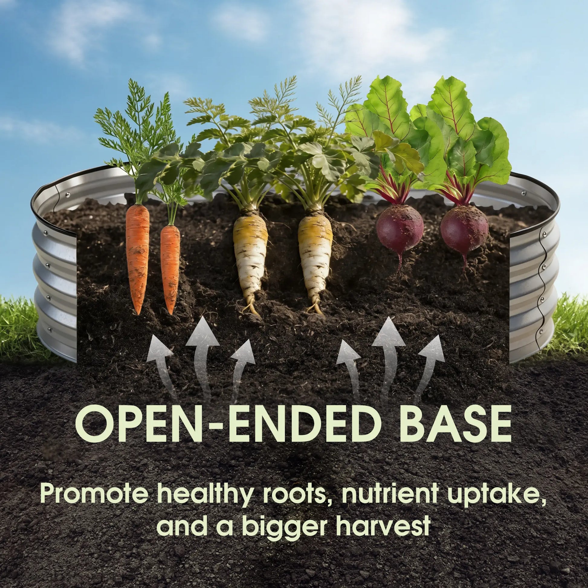 Large Metal Raised Garden Bed with Open Bottom Design for Vegetables, Herbs, and Flowers - Rustproof Outdoor Planter Box for Backyard and Patio, Silver