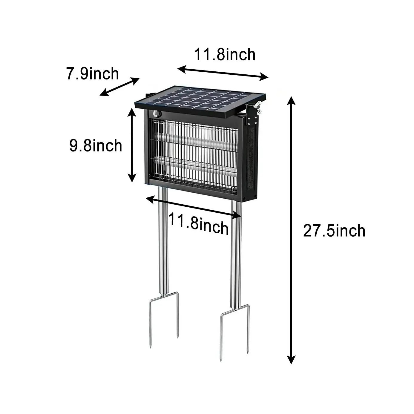 Gainstarx Solar-Powered Outdoor Bug Zapper with Smart Light Sensor - Waterproof and Rechargeable Mosquito and Fly Trap for Patio, Backyard, Garden, Camping, and Indoor Use