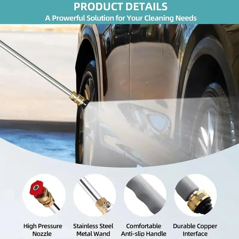 High-Pressure Jet Nozzle Power Washer for Garden Hoses with Dual Nozzles and Quick Connectors | Ideal for Car Washing, Patio, Driveway, and Outdoor Cleaning