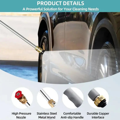 High-Pressure Jet Nozzle Power Washer for Garden Hoses with Dual Nozzles and Quick Connectors | Ideal for Car Washing, Patio, Driveway, and Outdoor Cleaning