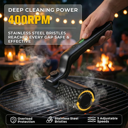 Cordless Electric BBQ Grill Brush with 3-Speed Settings and Adjustable Angle, 2600mAh Rechargeable Battery - Perfect Gift for Men and Fathers