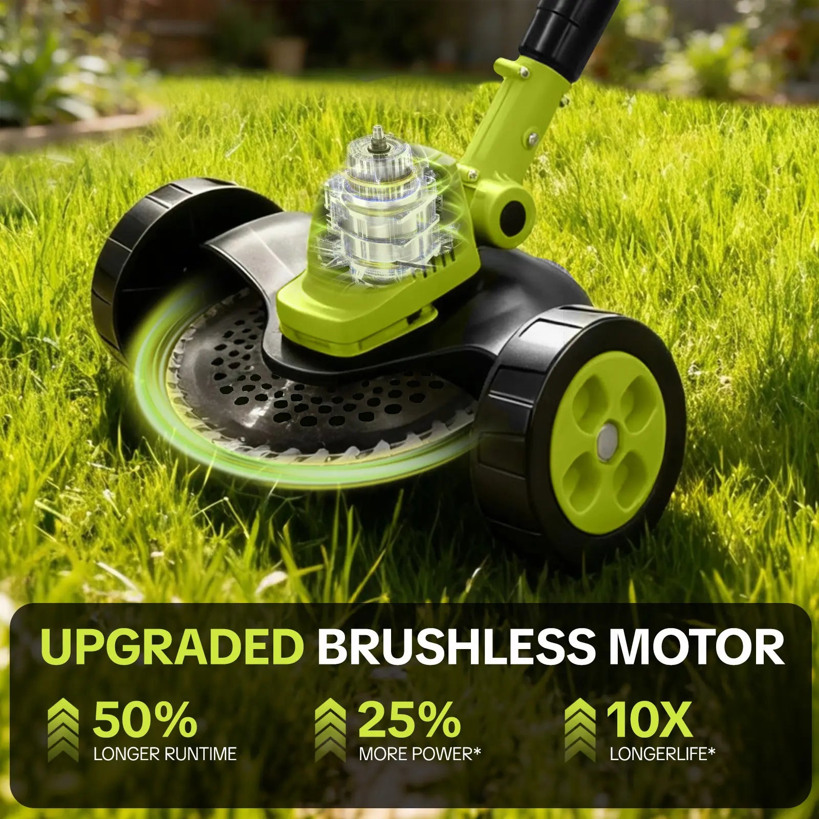 SEESE Cordless Lawn Mower and Garden Tool Set (Mower, Trimmer, Edger) with Dual 21V Batteries - Lightweight Design for Small to Medium Yards - Ideal Father's Day Gift