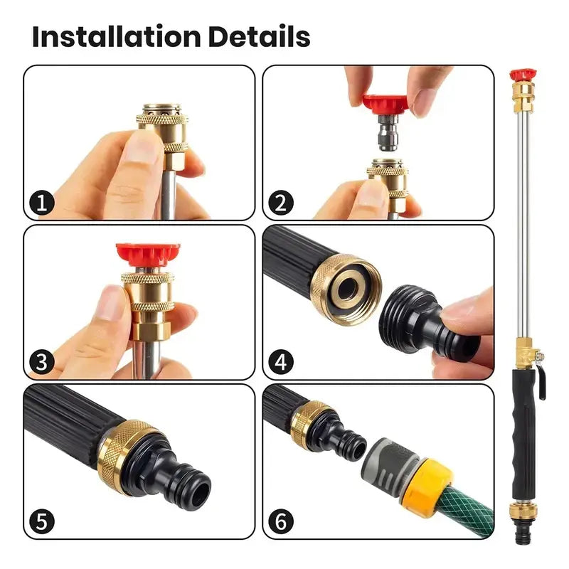 High-Pressure Jet Nozzle Power Washer for Garden Hoses with Dual Nozzles and Quick Connectors | Ideal for Car Washing, Patio, Driveway, and Outdoor Cleaning