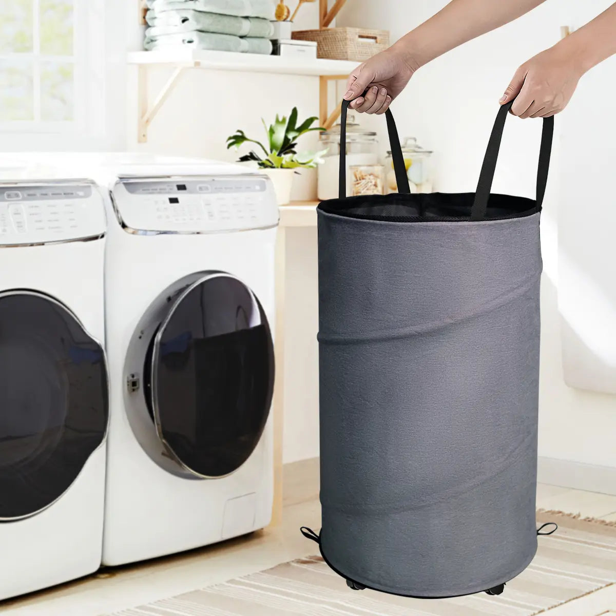 30-Gallon (109L) Collapsible Laundry Baskets - Foldable Pop-Up Hampers with Reinforced Handles for Versatile Storage in Bedrooms, Bathrooms, Children's Rooms, Dorms, and Travel
