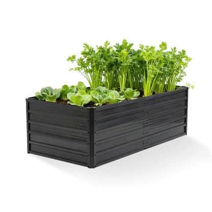 Large Metal Raised Garden Bed with Open Bottom Design for Vegetables, Herbs, and Flowers - Rustproof Outdoor Planter Box for Backyard and Patio, Silver
