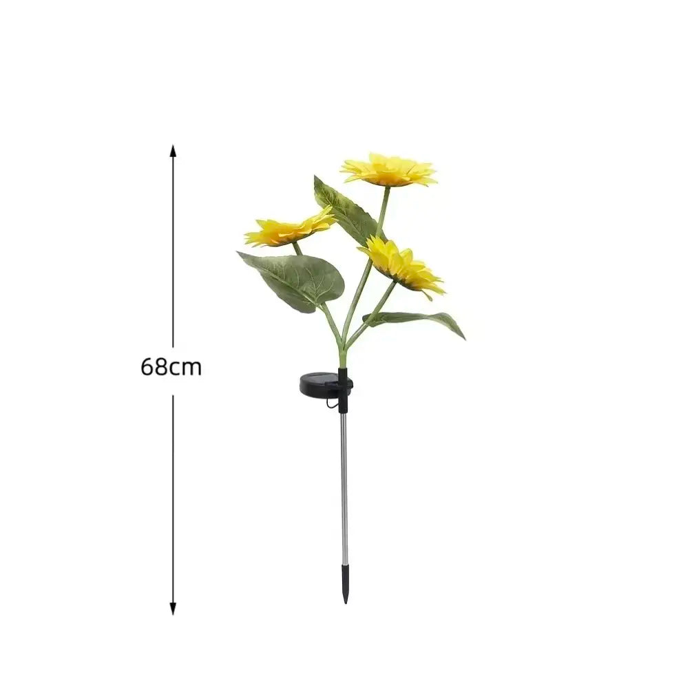 Solar Powered LED Sunflower Garden Lights - Set of 2/4/6 Pieces, Realistic Outdoor Illumination for Yard, Lawn, Patio, and Porch, Waterproof IP65, Energy Efficient, Durable Plastic Design for All Weather Conditions