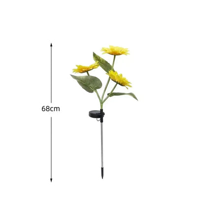 Solar Powered LED Sunflower Garden Lights - Set of 2/4/6 Pieces, Realistic Outdoor Illumination for Yard, Lawn, Patio, and Porch, Waterproof IP65, Energy Efficient, Durable Plastic Design for All Weather Conditions