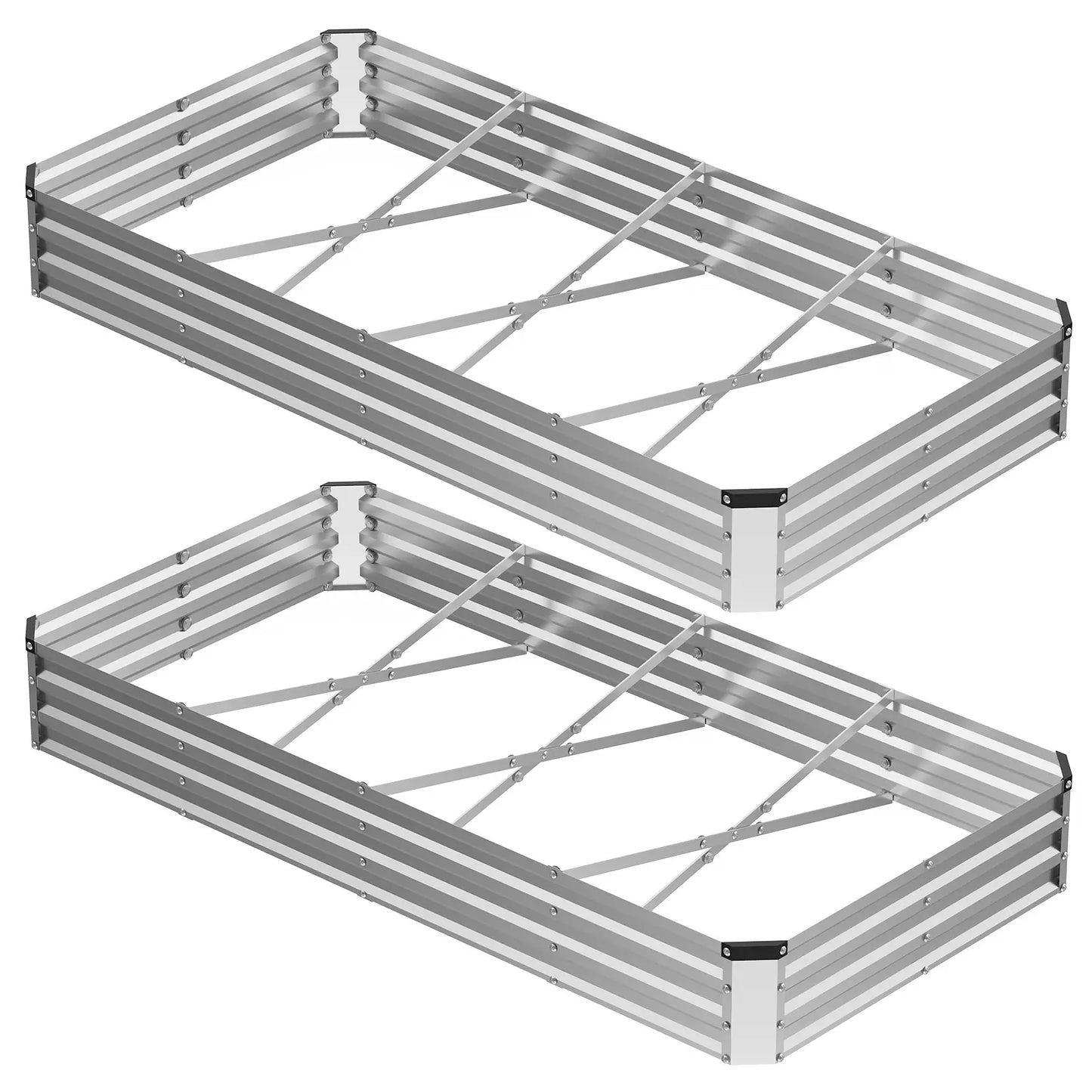 Large Metal Raised Garden Bed with Open Bottom Design for Vegetables, Herbs, and Flowers - Rustproof Outdoor Planter Box for Backyard and Patio, Silver