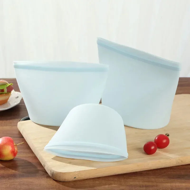 Professional Reusable Silicone Food Storage Bags - Leakproof Ziplock Solutions for Food Preservation and Refrigerator Organization