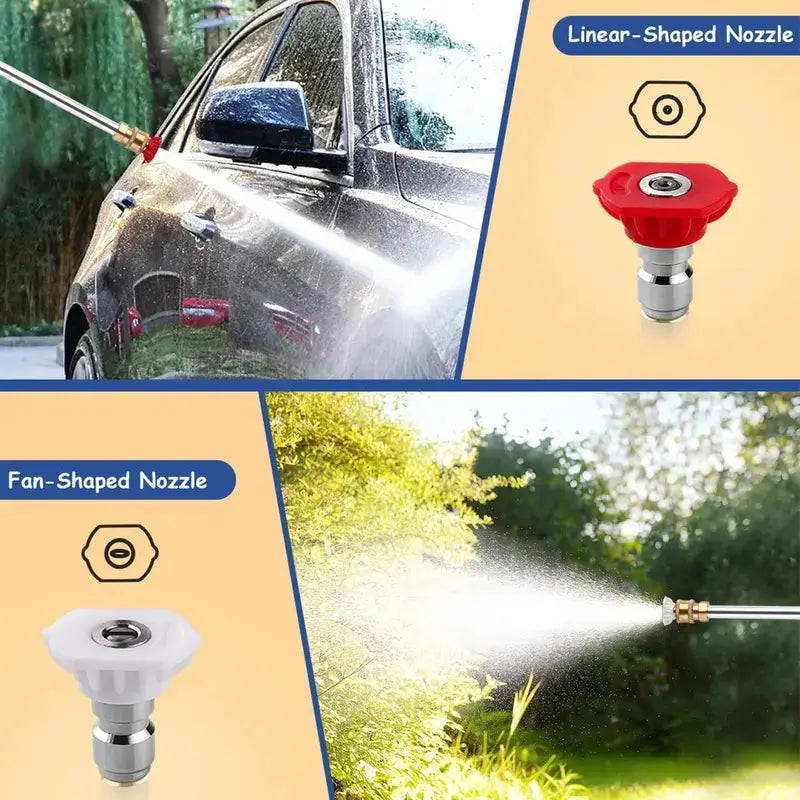 High-Pressure Jet Nozzle Power Washer for Garden Hoses with Dual Nozzles and Quick Connectors | Ideal for Car Washing, Patio, Driveway, and Outdoor Cleaning