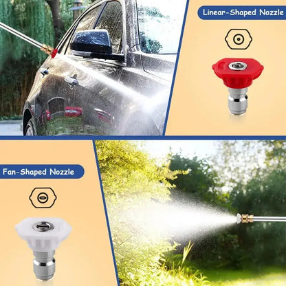 High-Pressure Jet Nozzle Power Washer for Garden Hoses with Dual Nozzles and Quick Connectors | Ideal for Car Washing, Patio, Driveway, and Outdoor Cleaning