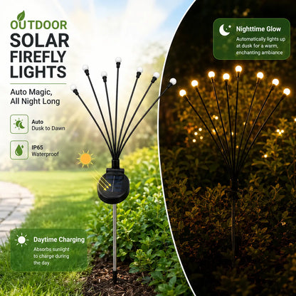 Professional Outdoor Solar Firefly Stake Lights - Waterproof Garden Lighting with Automatic Dusk-to-Dawn Function, Available in 4/8 Pack with 32/64 LED Bulbs for Yard, Patio, Pathway, and Landscape Decoration