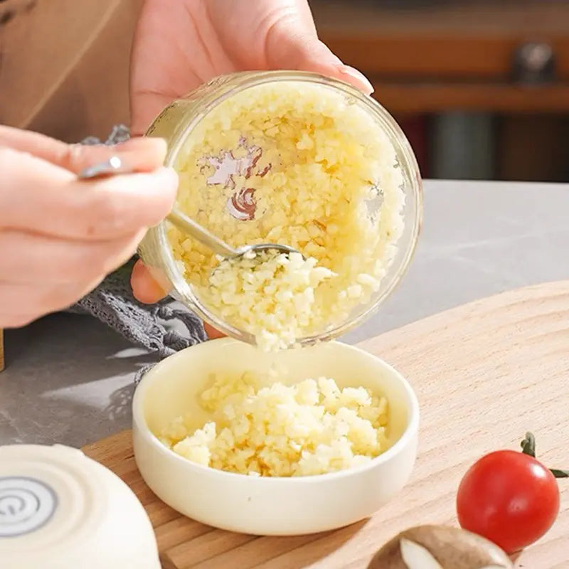 Electric Garlic Chopper with 4 Sharp Blades - 300ML Portable Food Processor for Vegetables, Ginger, Chili, Fruits, Meat, and Spices