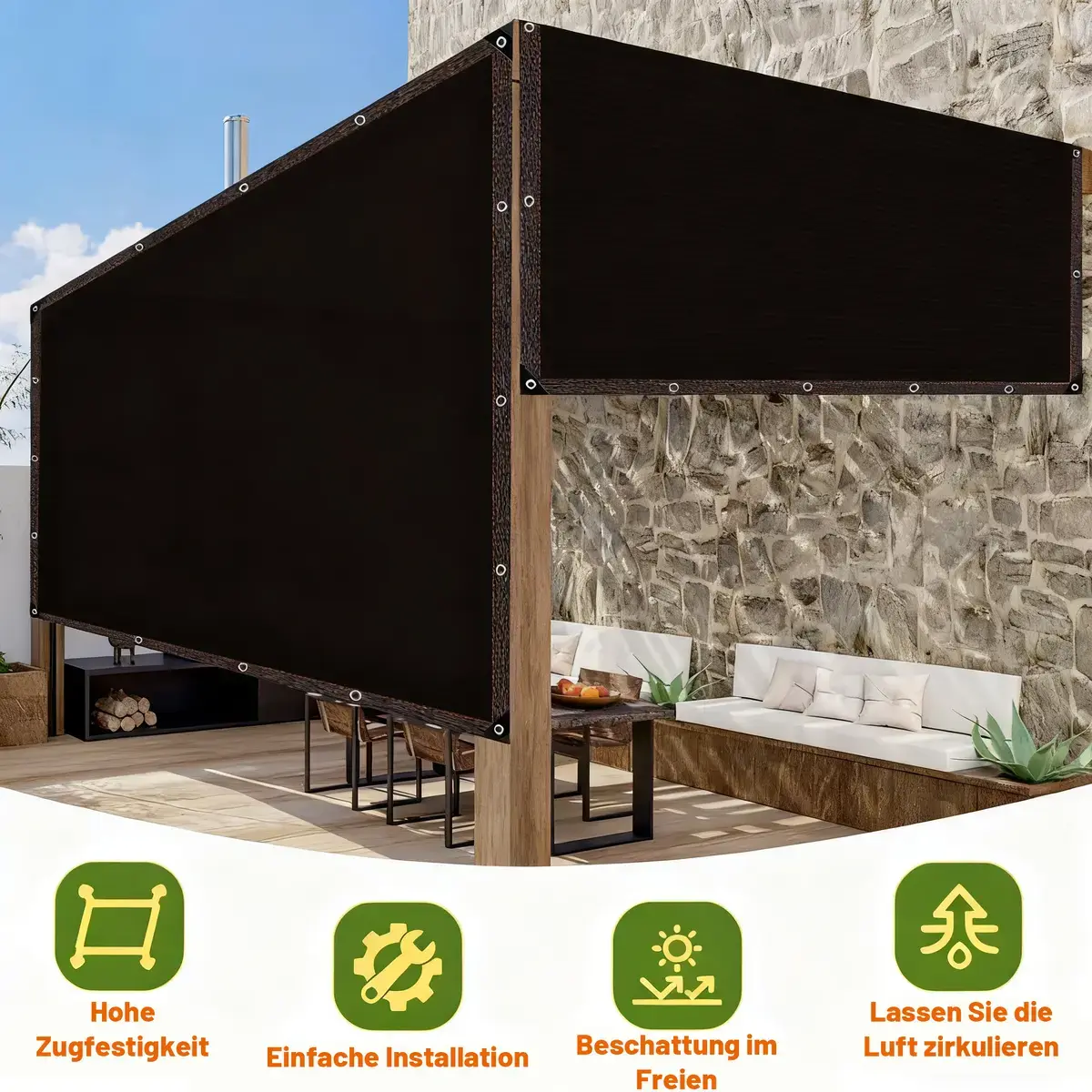 90% Blackout Shade Cloth (2 Pieces, Black) - 10 x 13 Ft UV-Resistant Outdoor Fabric with Reinforced Rivets for Camping, Gardening, Patios, and Greenhouses - Ideal for Outdoor Activities and Easter Gifts