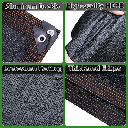 90% Blackout Shade Cloth (2 Pieces, Black) - 10 x 13 Ft UV-Resistant Outdoor Fabric with Reinforced Rivets for Camping, Gardening, Patios, and Greenhouses - Ideal for Outdoor Activities and Easter Gifts