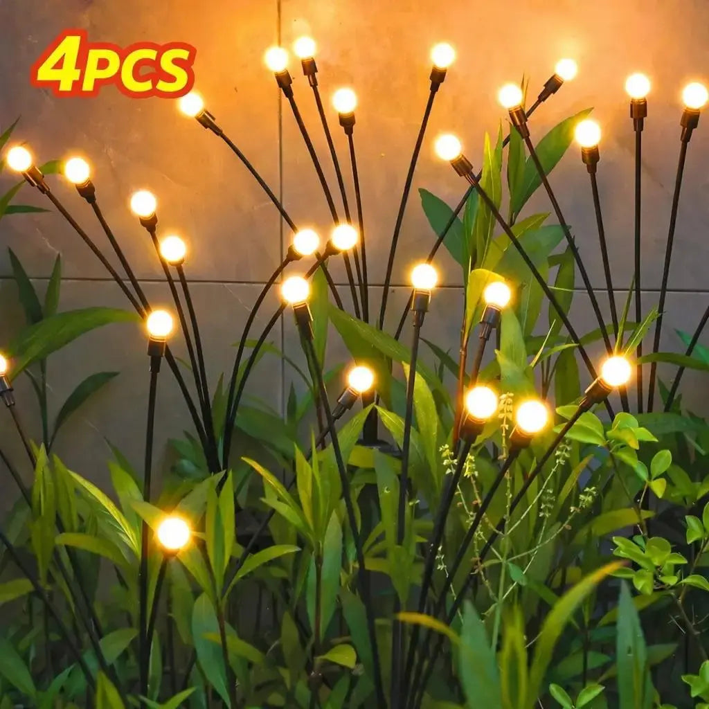 Professional Outdoor Solar Firefly Stake Lights - Waterproof Garden Lighting with Automatic Dusk-to-Dawn Function, Available in 4/8 Pack with 32/64 LED Bulbs for Yard, Patio, Pathway, and Landscape Decoration