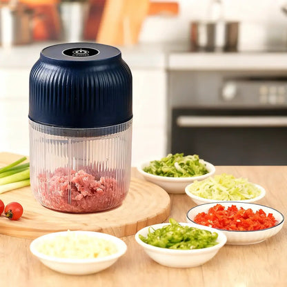 Electric Garlic Chopper with 4 Sharp Blades - 300ML Portable Food Processor for Vegetables, Ginger, Chili, Fruits, Meat, and Spices