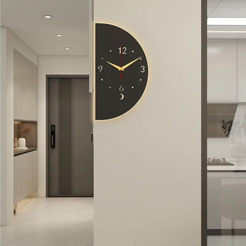 Double-Sided Modern Nordic Wall Clock with Pendulum - Noiseless Design for Living Room and Bedroom Home Decor
