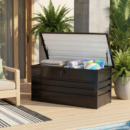 Lockable Outdoor Storage Deck Box - Versatile Bench or Table with Easy Snap-Together Assembly, Weather-Resistant Design for Patio and Pool Areas