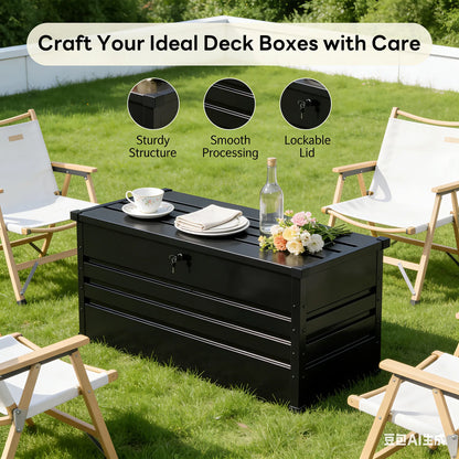 Lockable Outdoor Storage Deck Box - Versatile Bench or Table with Easy Snap-Together Assembly, Weather-Resistant Design for Patio and Pool Areas
