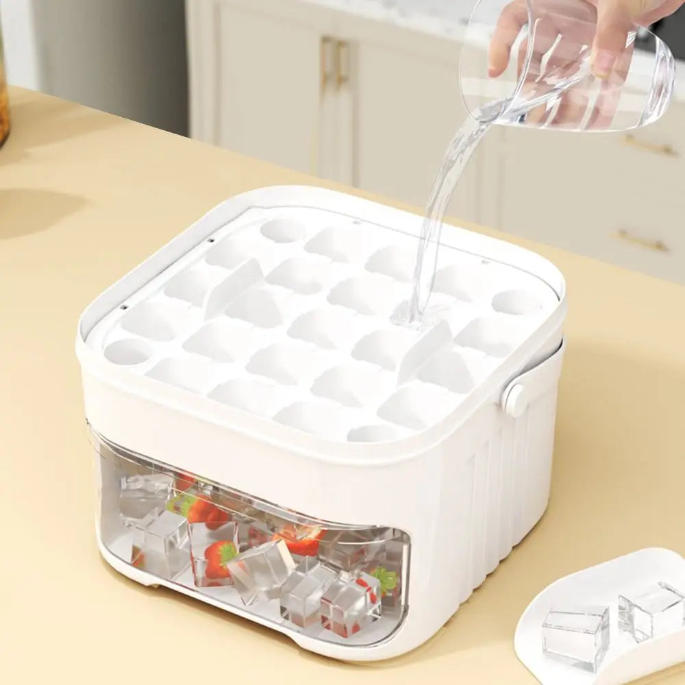 50-Cube Ice Maker with Convenient Press Cap - Dual-Layer Ice Cube Maker for Refrigerator and Home Ice Storage