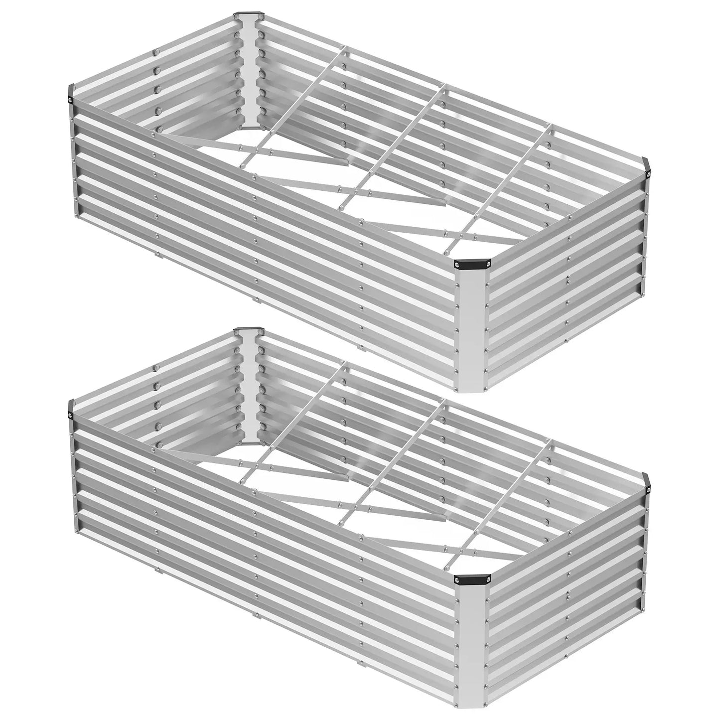 Large Metal Raised Garden Bed with Open Bottom Design for Vegetables, Herbs, and Flowers - Rustproof Outdoor Planter Box for Backyard and Patio, Silver